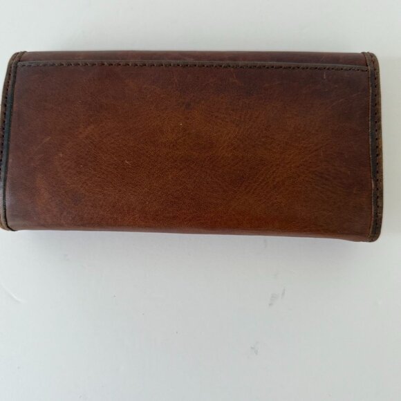 FRYE Melissa Brown Leather Trifold Wallet With Multiple Card Slots & Zipper Pock - Picture 4 of 6